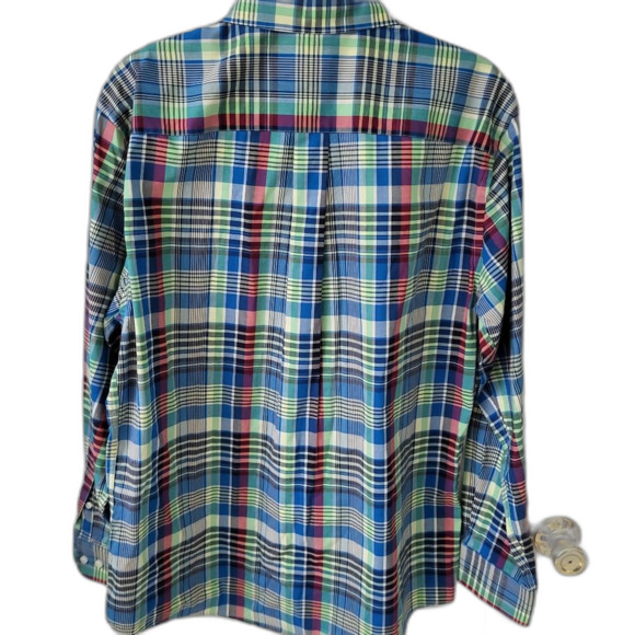 Jos. A Bank Green / Blue Plaid Shirt - Size Large - Picture 3 of 4